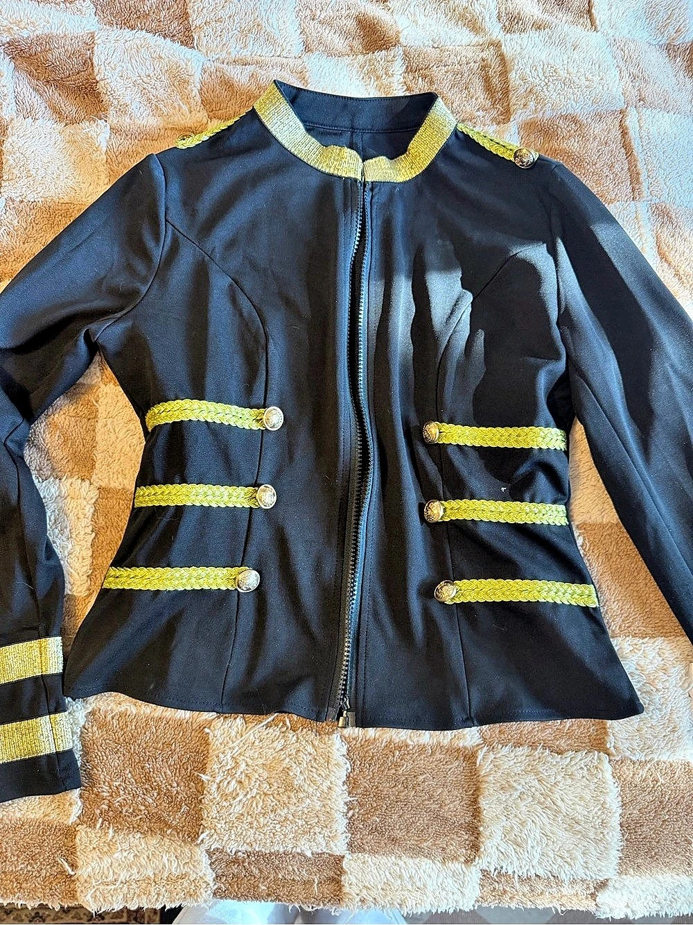 Military Style Black & Gold Jacket Size Medium